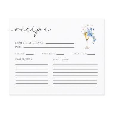 Blue Pearls & Prosecco Bridal Shower Recipe Invitations