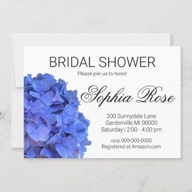 Blue periwinkle elegant floral hydrangeas Invitations