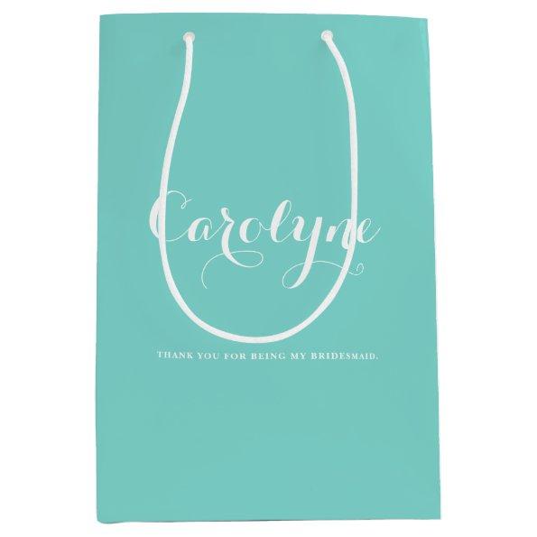Blue Personalized Bridesmaid Bridal Shower Medium Gift Bag