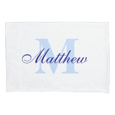 Blue Personalized Monogram Custom Pillow Case