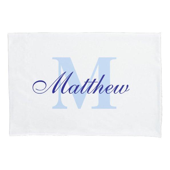 Blue Personalized Monogram Custom Pillow Case