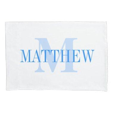 Blue Personalized Monogram Custom Pillow Case