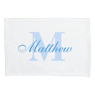 Blue Personalized Monogram Custom Pillow Case