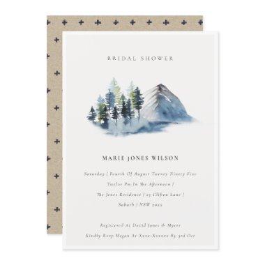 Blue Pine Woods Mountain Bridal Shower Invite