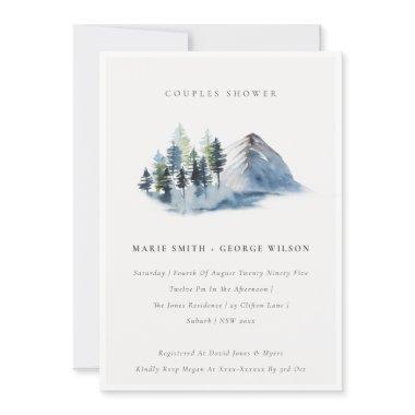 Blue Pine Woods Mountain Couples Shower Invite