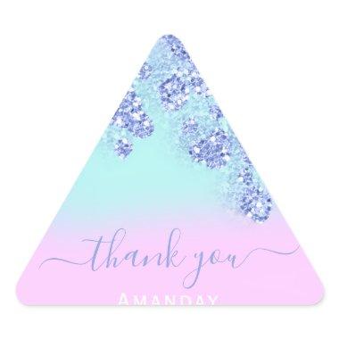 Blue Pink Ombré Triangle Glitter Bridal BIRTHDAY Triangle Sticker