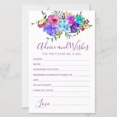 Blue Pink Purple Floral Advice and Wishes Invitations