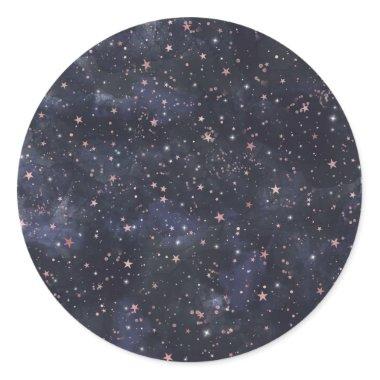 Blue & Pink Starry Night Sky Celestial Baby Shower Classic Round Sticker