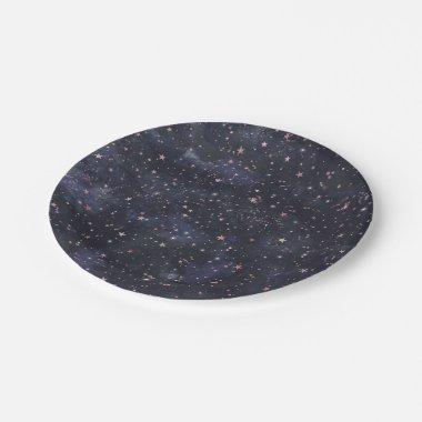 Blue & Pink Starry Night Sky Celestial Baby Shower Paper Plates