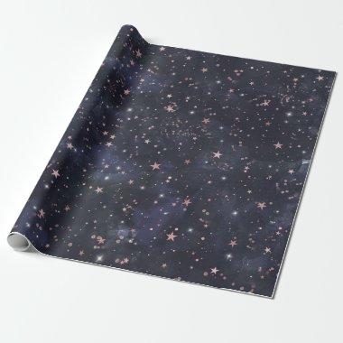 Blue & Pink Starry Night Sky Celestial Baby Shower Wrapping Paper