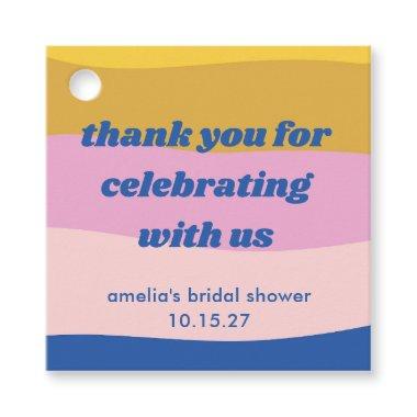 Blue Pink Yellow Custom Bridal Shower Thank You Favor Tags