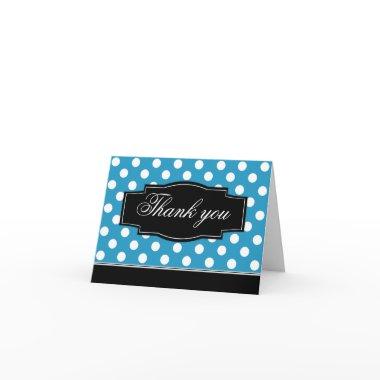 Blue Polka Dot Black Frame Thank You