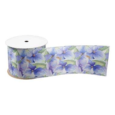 Blue Purple Hydrangea Flowers Spring Bridal Shower Satin Ribbon