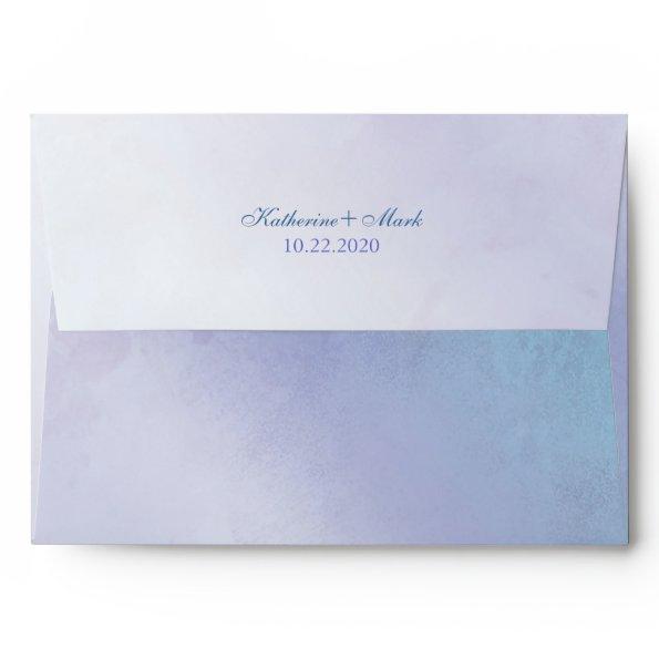 Blue Purple Pre Addressed Wedding Invitations Envelope