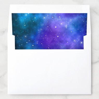 Blue Purple Watercolor Nebula Galaxy Envelope Liner
