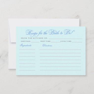 Blue Recipe for the Bride to be Bridal Shower Invitations