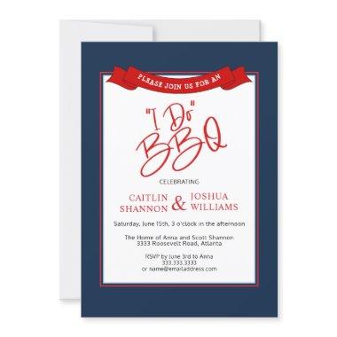 Blue Red I Do BBQ Bridal Shower Invitations