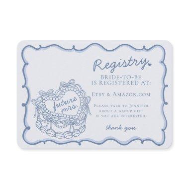 Blue Retro Heart Coquette Cake Registry Insert
