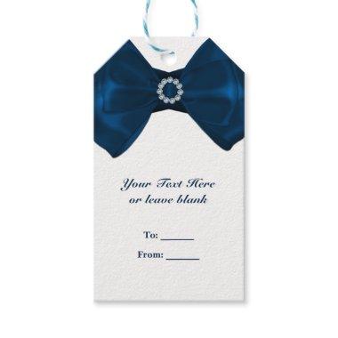Blue Ribbon & Diamonds Bridal Shower Elegant Favor Gift Tags