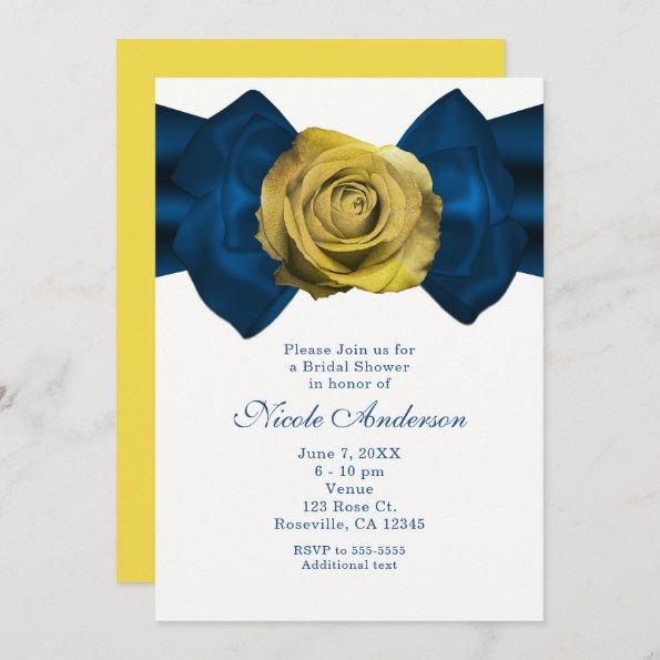 Blue Ribbon & Yellow Rose ANY COLOR Invitations