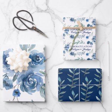 Blue Rose Congratulations Wrapping Paper Sheets