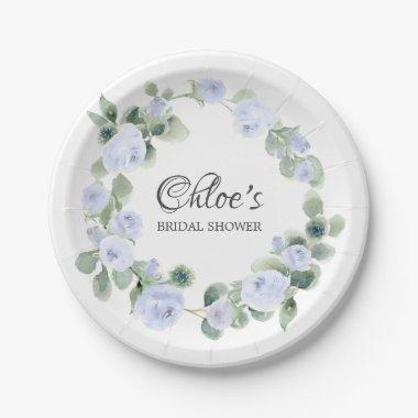 Blue Rose Eucalyptus  Paper Plate