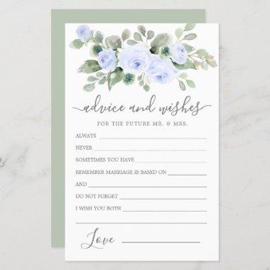 Blue Rose Floral Greenery Advice and Wishes Invitations