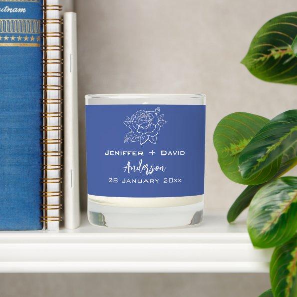 Blue Rose Personalized Wedding/  Scented Candle