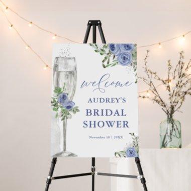 Blue Roses and Silver Champagne, Shower Welcome Foam Board