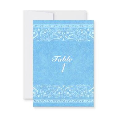 Blue Rustic Paisley Country Western Table Number