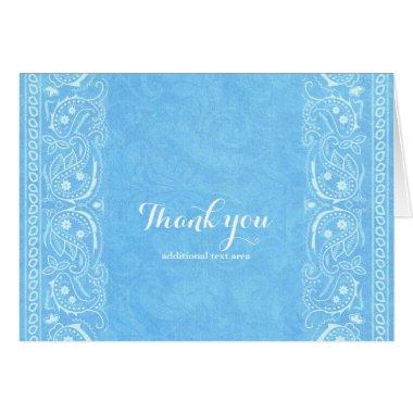 Blue Rustic Paisley Country Western Thank You Invitations
