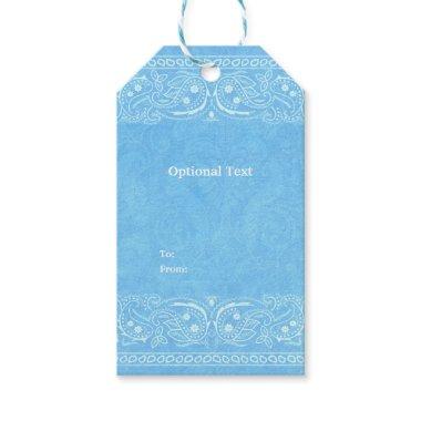 Blue Rustic Paisley Country Western Wedding Gift Tags