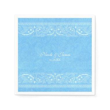 Blue Rustic Paisley Country Western Wedding Napkins