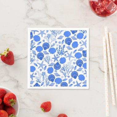Blue Seashells BEACH  Party Napkins