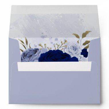 blue shades flowers romantic dusty blue wedding envelope