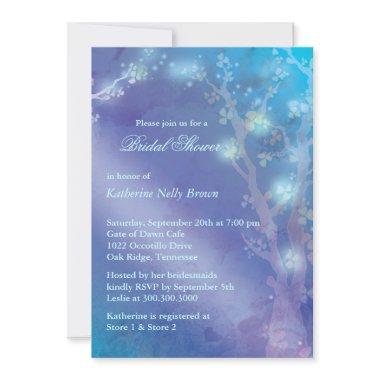 Blue Shimmer Cute Winter Bridal Shower Invitations