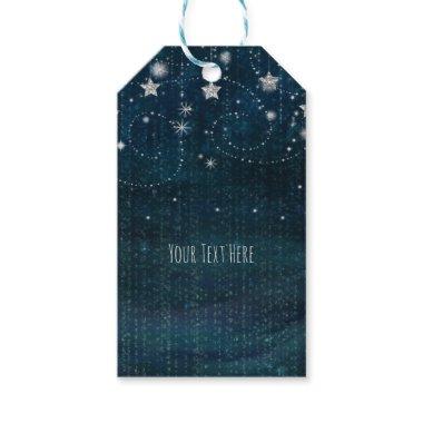 Blue & Silver Starry Celestial Party Favor Gift Tags