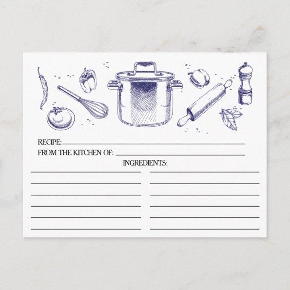 Blue Sketched Kitchen Tools Recipe Invitations