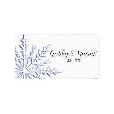 Blue Snowflake on White Winter Wedding Favor Tag