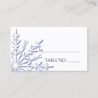 Blue Snowflake on White Winter Wedding Place Invitations