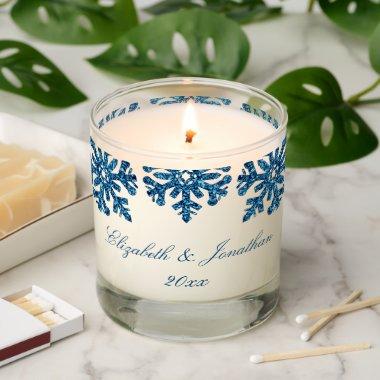 Blue Snowflake Winter Wedding Scented Candle