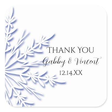 Blue Snowflake Winter Wedding Thank You Favor Tag