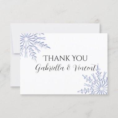 Blue Snowflakes Wedding Thank You Notes - Flat Invitations
