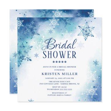 Blue Snowflakes Winter Bridal Shower Invitations