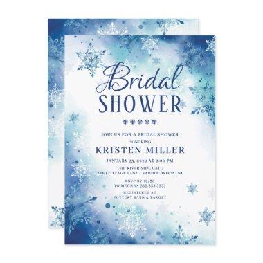 Blue Snowflakes Winter Bridal Shower Invitations