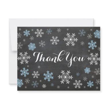 Blue Snowflakes Winter Chalkboard Thank You