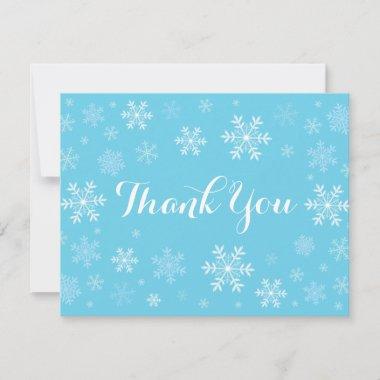 Blue Snowflakes Winter Thank You Invitations