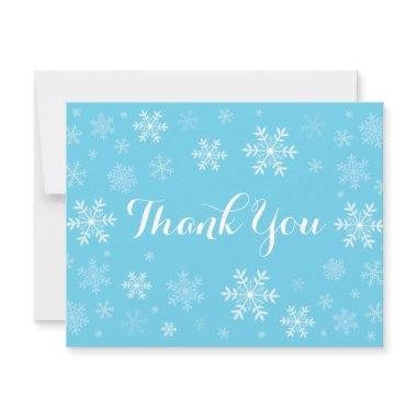 Blue Snowflakes Winter Thank You Invitations