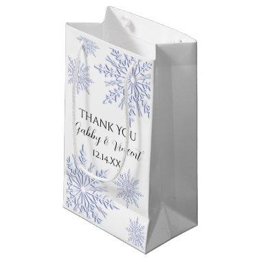 Blue Snowflakes Winter Wedding Thank You Small Gift Bag