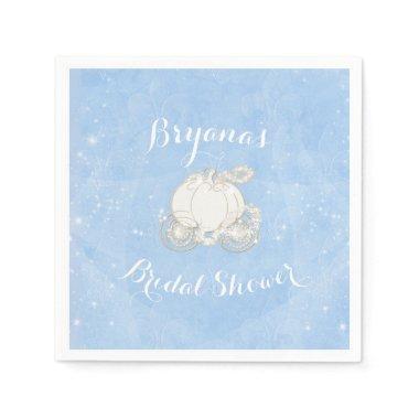 Blue Sparkle Carriage Cinderella Elegant Party Napkins